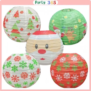 Đèn Lồng Tròn Giấy Lụa Treo Trang Trí Noel