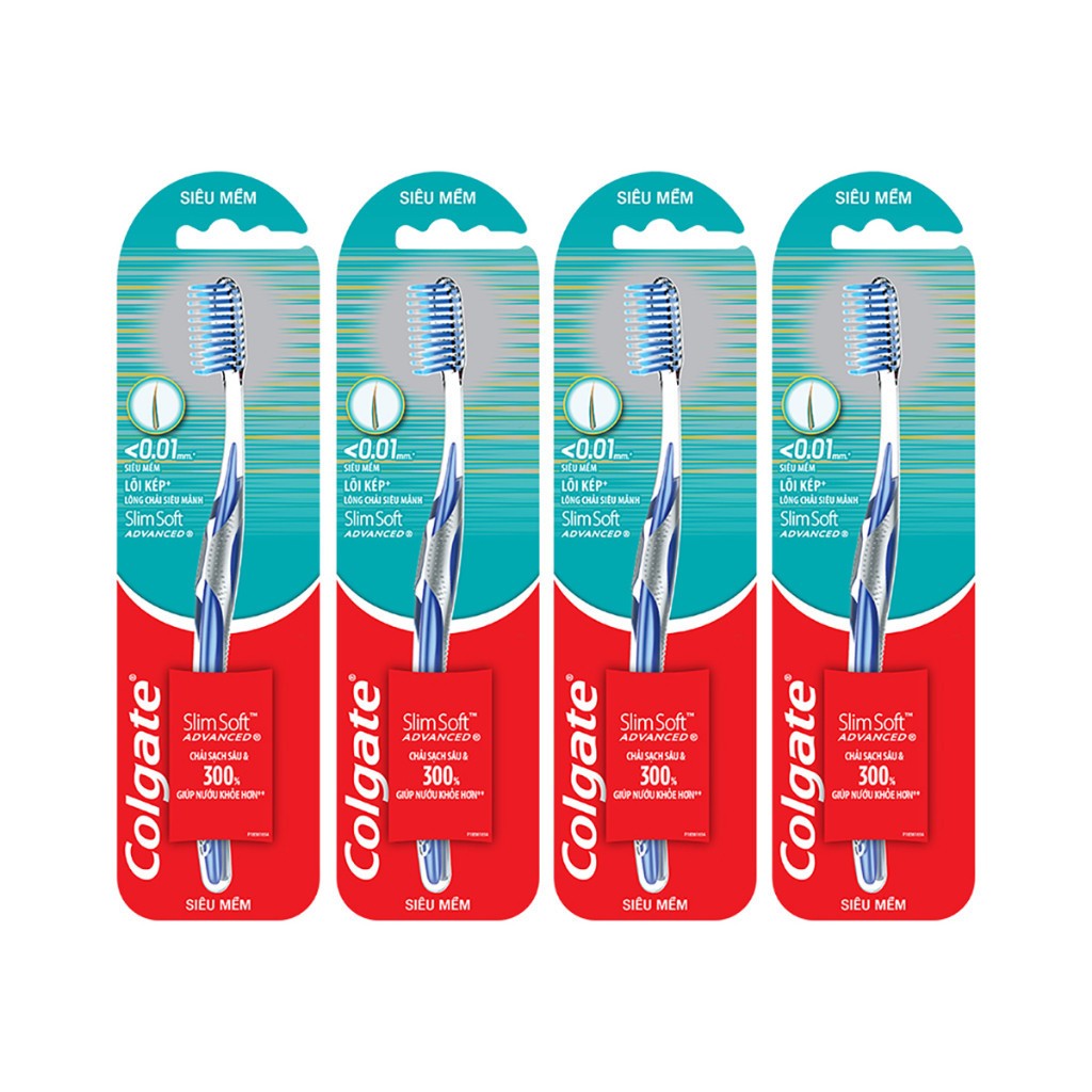 Bộ 2 Bàn chải Colgate SlimSoft Advanced ngăn chảy máu nướu siêu mềm mảnh
