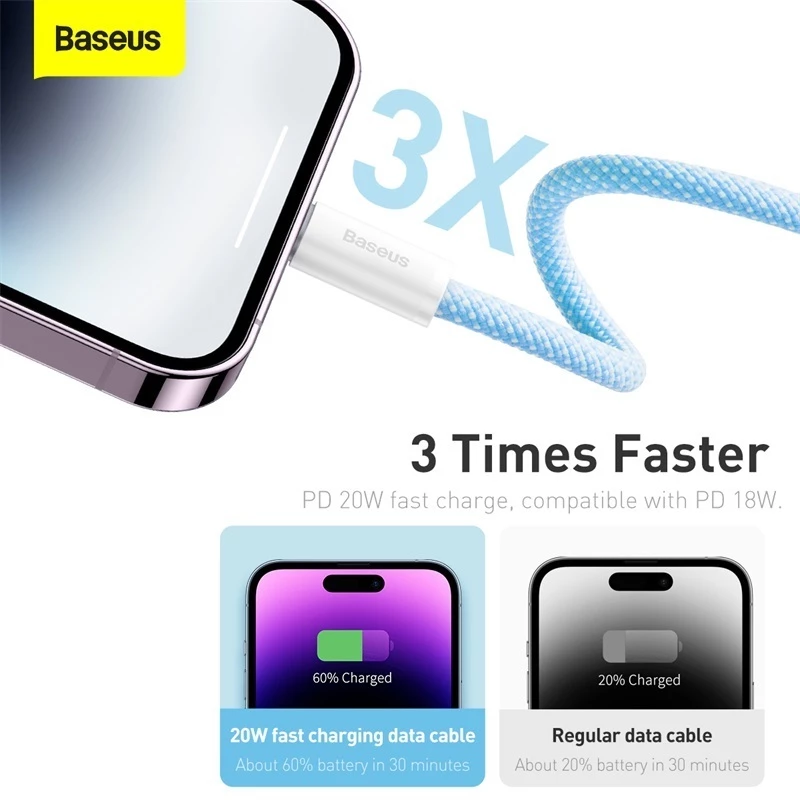 Dây Cáp Baseus PD 20W Nối Đầu USB-C Sang Lighting Sạc Nhanh Hỗ Trợ Truyền Dữ Liệu 480Mbps