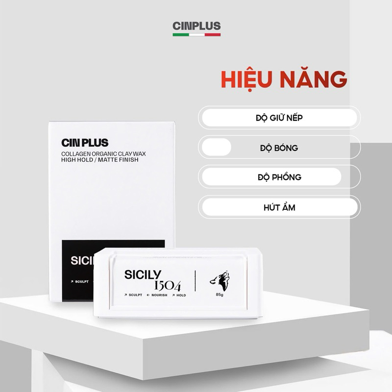 [Thanh lý nghỉ bán] Sáp tạo kiểu tóc Nam cao cấp CINPLUS CLAY WAX SICILY 1504 - Hũ 85g