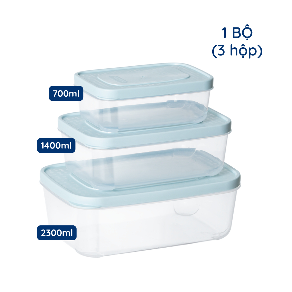 Combo 9 bộ hộp thực phẩm chữ nhật Hokori (MS:6533) Việt Nhật, Hộp bảo quản thức ăn, đồ đông lạnh an toàn tiện lợi 02074
