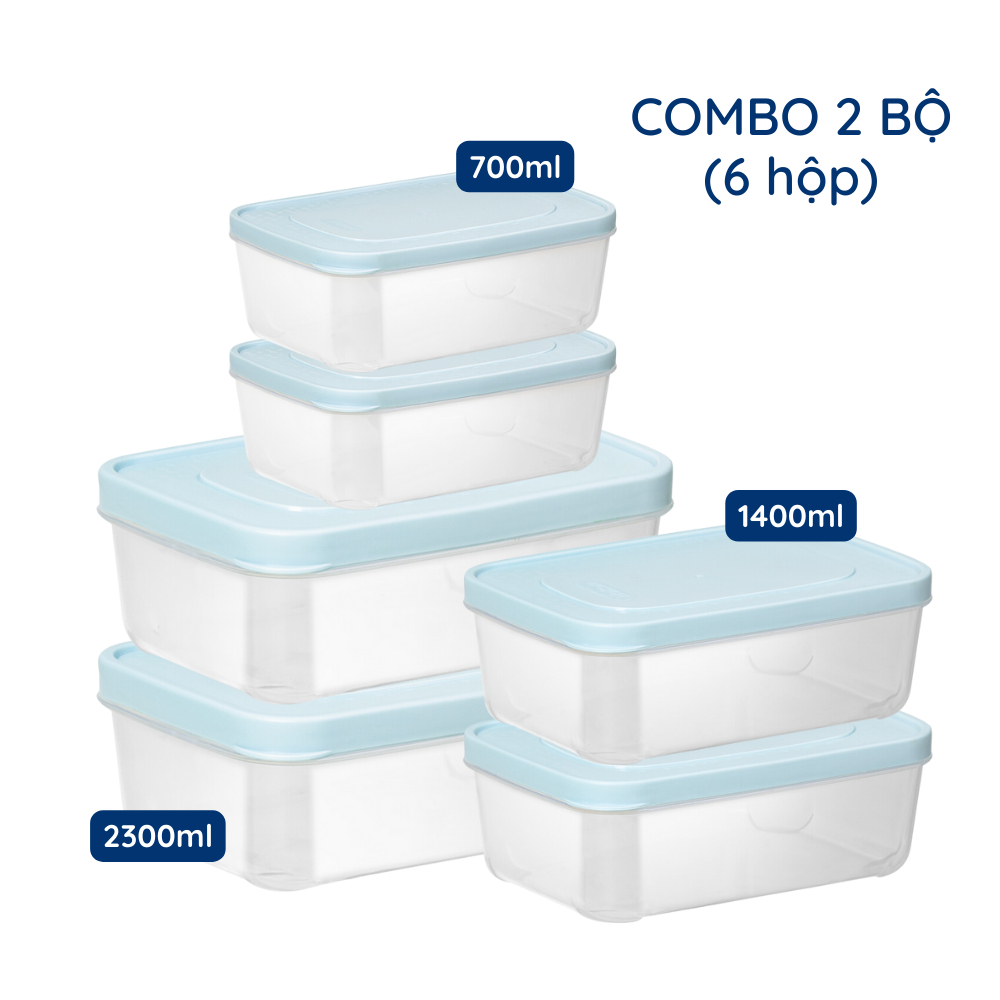Combo 9 bộ hộp thực phẩm chữ nhật Hokori (MS:6533) Việt Nhật, Hộp bảo quản thức ăn, đồ đông lạnh an toàn tiện lợi 02074