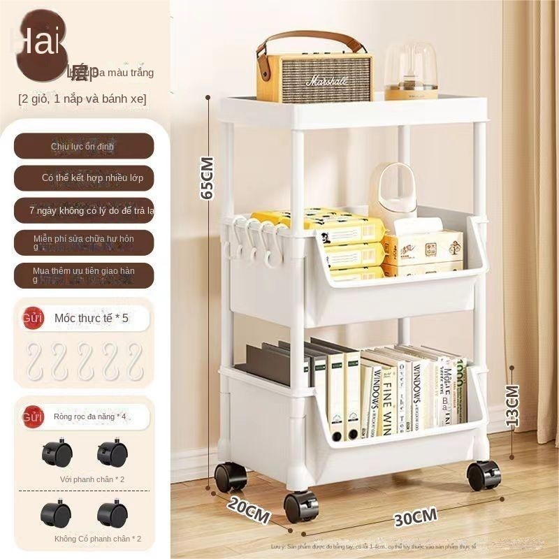 Kệ Sách Đứng Sàn Đơn Giản Hộ Gia Đình Trẻ Em Bánh Xe Nhiều Lớp Tủ Khóa Nẹp Khe Nhỏ Tủ Sách Mặt Sau Giá Để Đồ