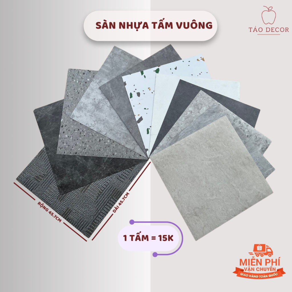 [FREESHIP] Tấm Lót Sàn Nhựa 45x45cm Vân Bê Tông, Đá, Thảm Cao Cấp