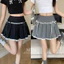 Chân váy ngắn đính nơ nữ xếp ly dáng xòe phối ren cao cấp chân váy cạp cao hai màu phong cách lolita hottrend [MYN26]