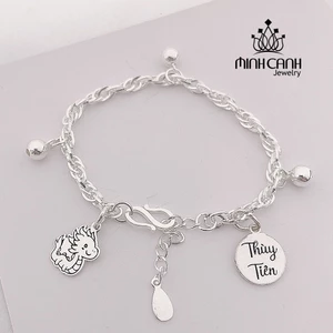 Lắc Bạc Dây Xoắn Khắc Tên Và Mix Con Giáp Cho Bé - Minh Canh Jewelry