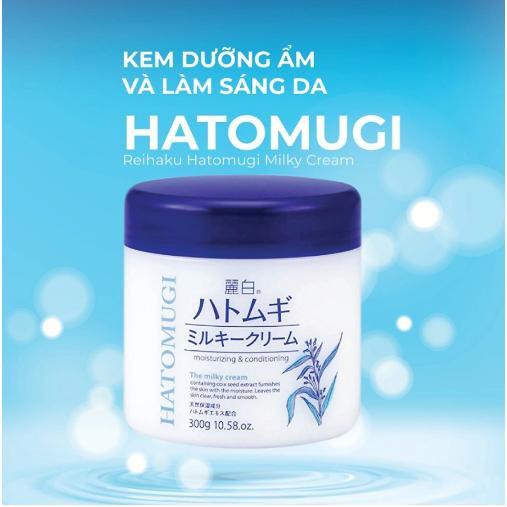 Ảnh Kem dưỡng body ý dĩ làm sáng da HATOMUGI Moisturizing Conditioning The Milky Cream 300g 4