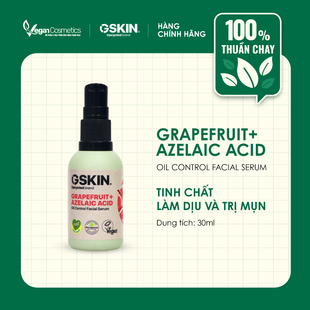 GSKIN GRAPEFRUIT+ AZELAIC ACID OIL CONTROL FACIAL SERUM | Shopee Việt Nam