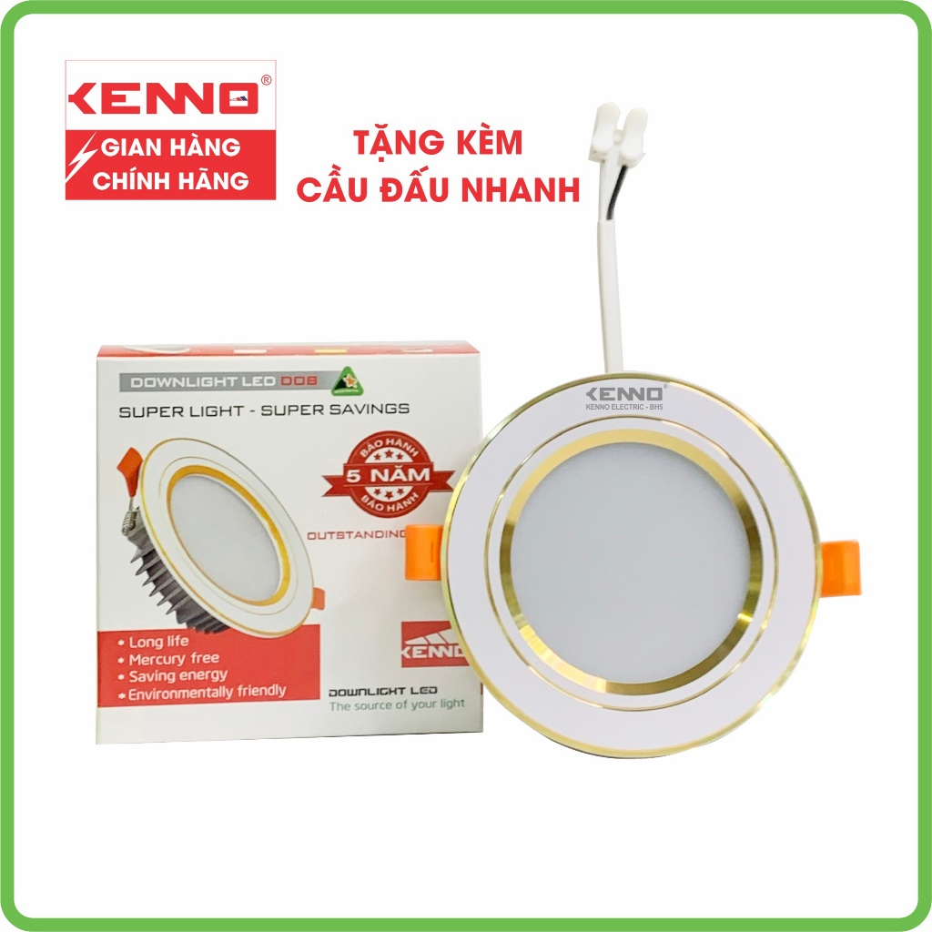 Đèn Âm Trần Chống Sét Vành Trắng Cong KENNO ACVT 7W, 9W, 12W Phi 90 Siêu Sáng, Tiết Kiệm Điện