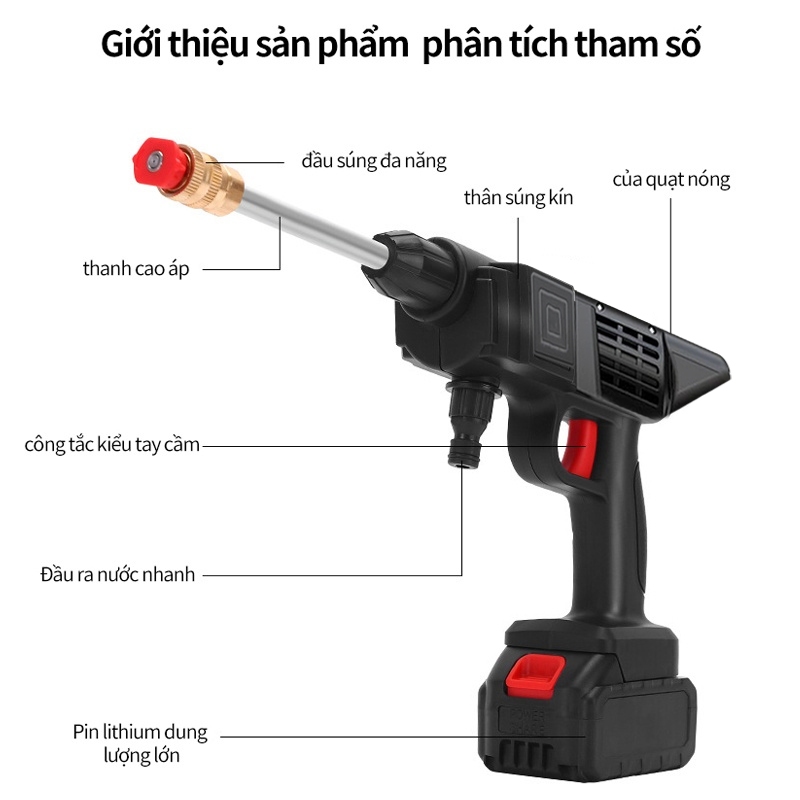 Máy rửa xe không dây dùng pin Lithium máu rửa xe cao áp xe ô tô dùng tại nhà | BigBuy360 - bigbuy360.vn
