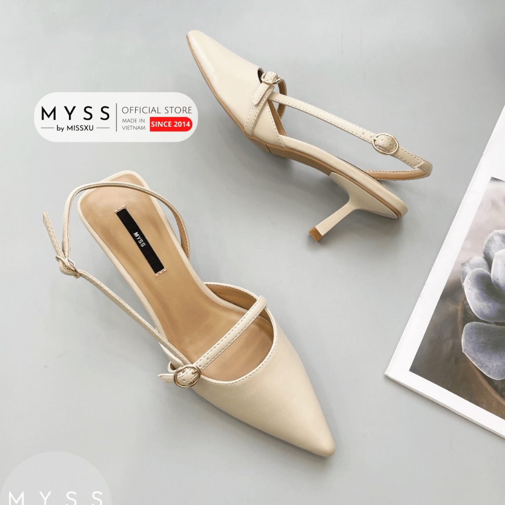 Giày cao gót nữ MYSS mũi nhọn phối khóa cài ngang 7cm cao cấp - CG284