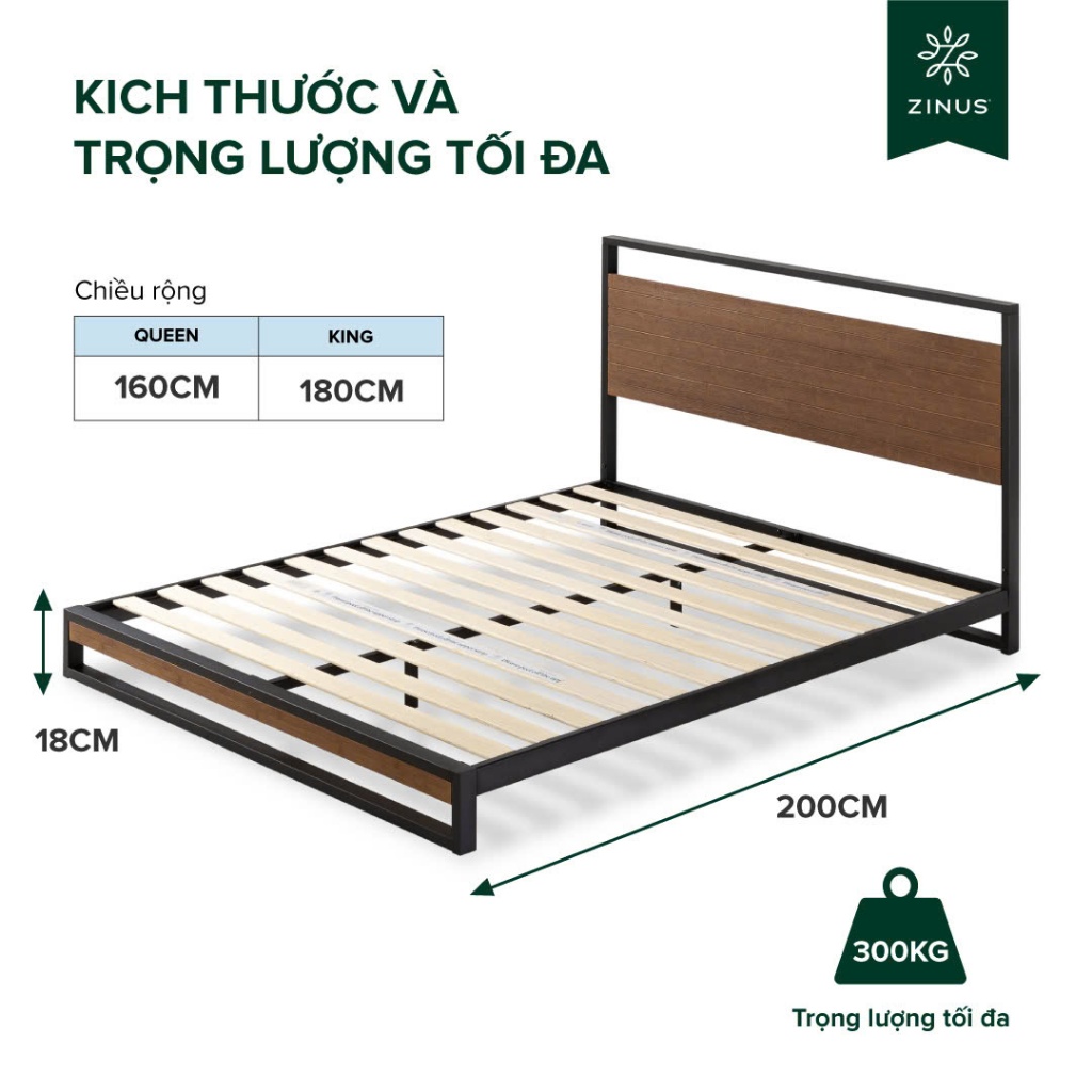 Ảnh Giường Gỗ Khung Kim Loại – Zinus Ironline Platforma Bed 2