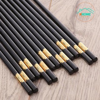 Đũa nhật kháng khuẩn nhựa melanin cao cấp (bộ 10 đôi) ăn cơm khảm vàng hoàng gia an toàn sức khỏe tốt - HùngHome