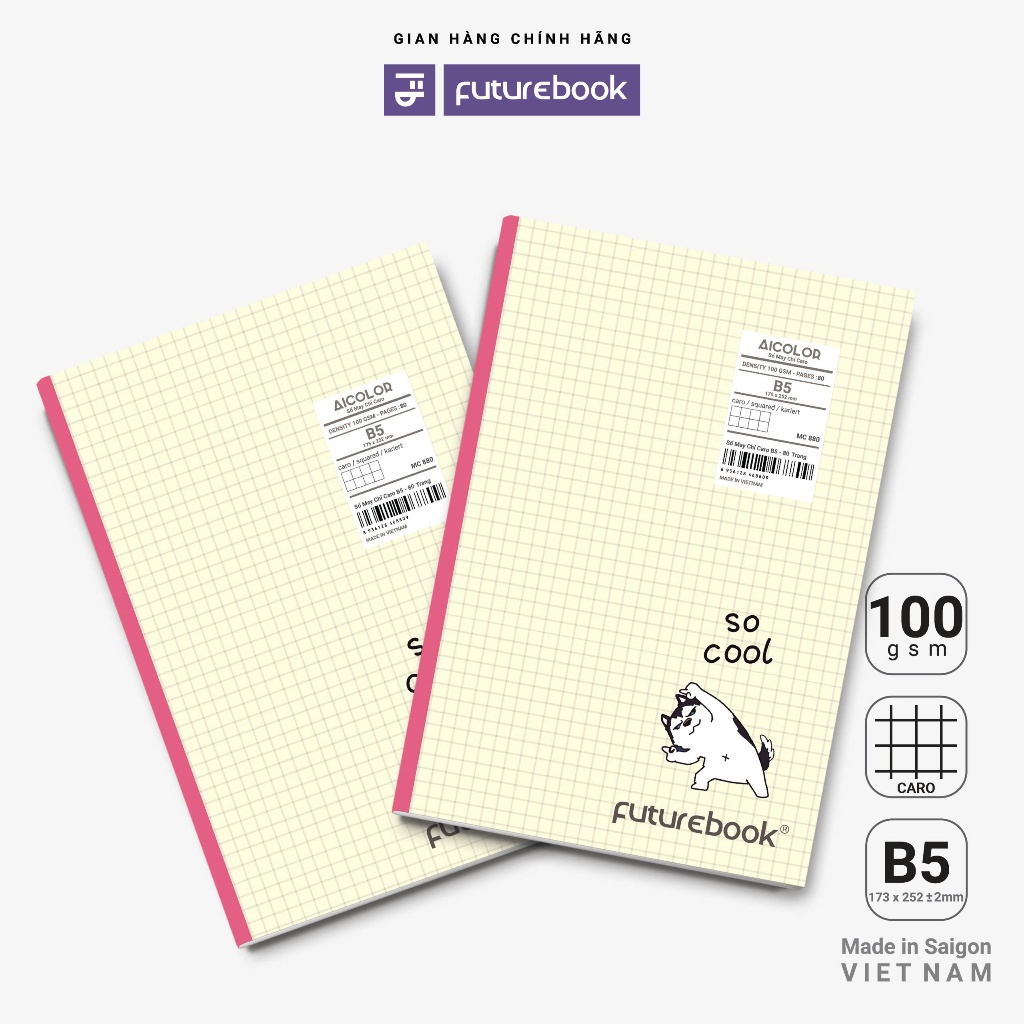 Sổ Caro may gáy FUTUREBOOK size B5 Notebook 120 trang 100GSM - SO COOL ...