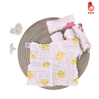 Set 5 yếm xô 6 lớp, yếm ăn dặm thấm hút cho bé Babibu