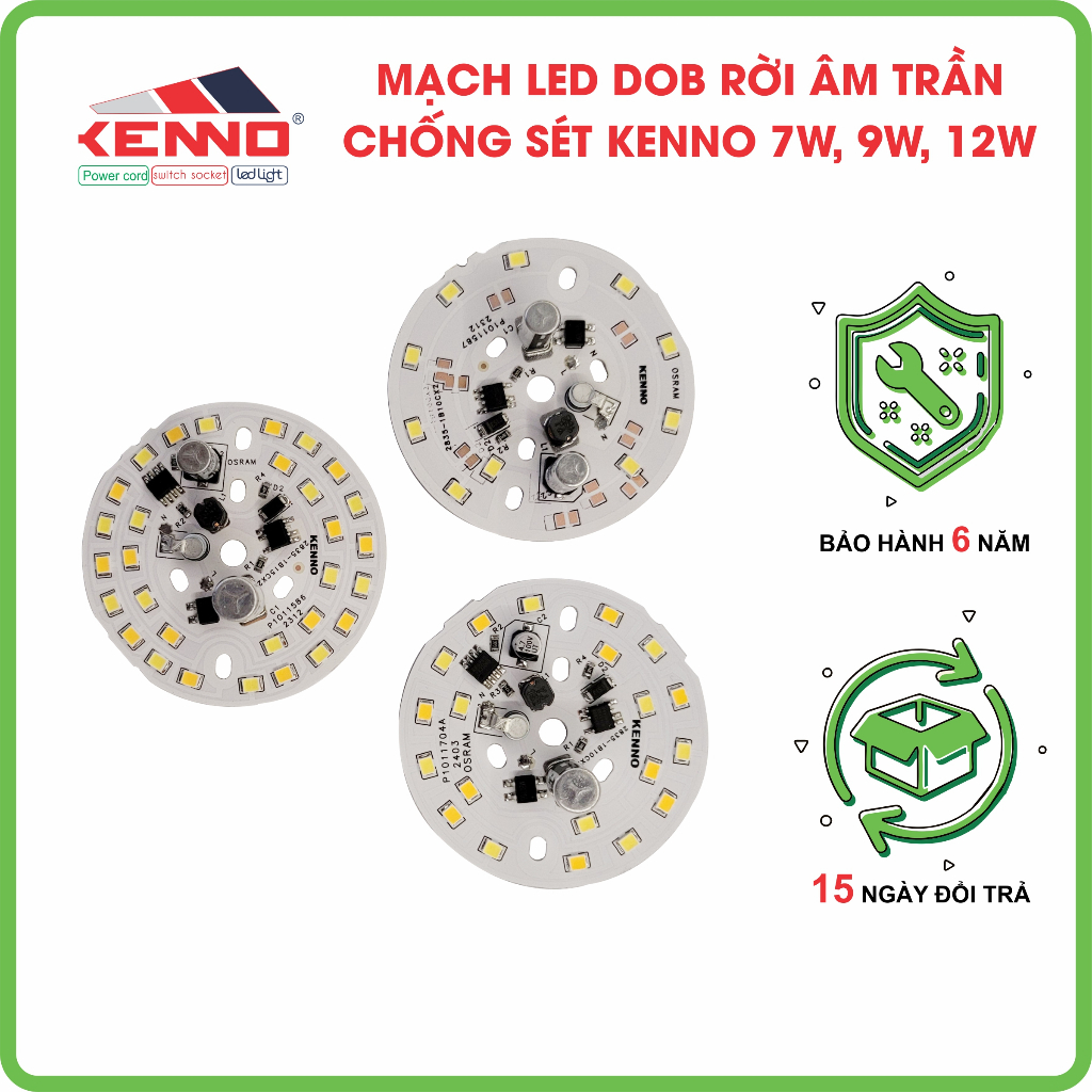 Mạch đèn led DOB âm trần PCB âm trần 7W, 9W, 12w mạch đèn âm trần ánh sáng trắng, vàng, đổi màu
