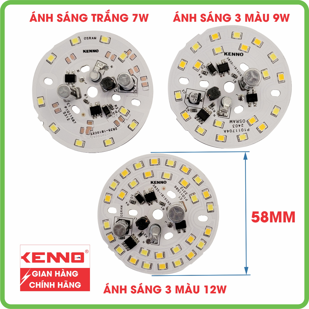 Mạch đèn led DOB âm trần PCB âm trần 7W, 9W, 12w mạch đèn âm trần ánh sáng trắng, vàng, đổi màu