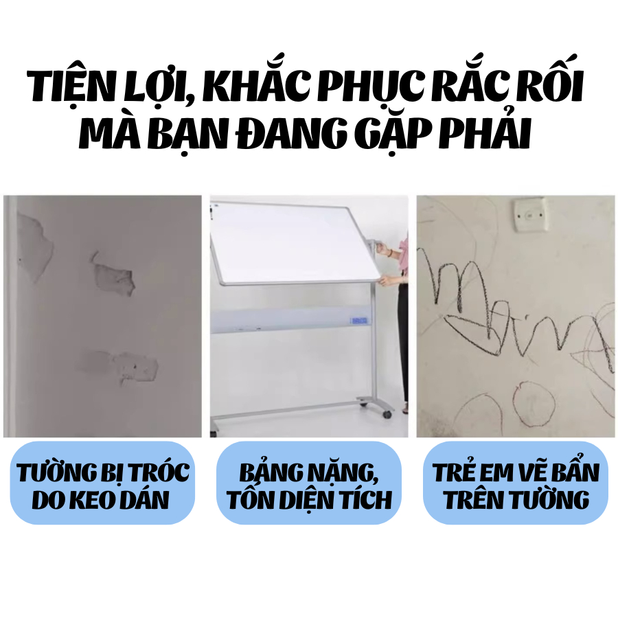 [HÀNG LOẠI 1] Bảng Trắng Dán Tường Tự Dán Không Hại Tường, Bảng Viết Bút Lông Không Dùng Keo