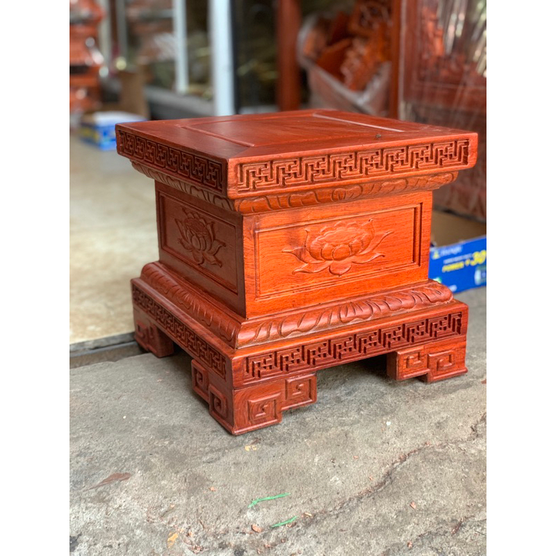 đôn vuông, đế tượng gỗ hương chịu lực đến 100kg kê cây cảnh, đồ phong thủy trang trí nhà cửa,mẫu hoa văn giao ngẫu nhiên