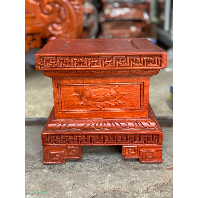 đôn vuông, đế tượng gỗ hương chịu lực đến 100kg kê cây cảnh, đồ phong thủy trang trí nhà cửa,mẫu hoa văn giao ngẫu nhiên