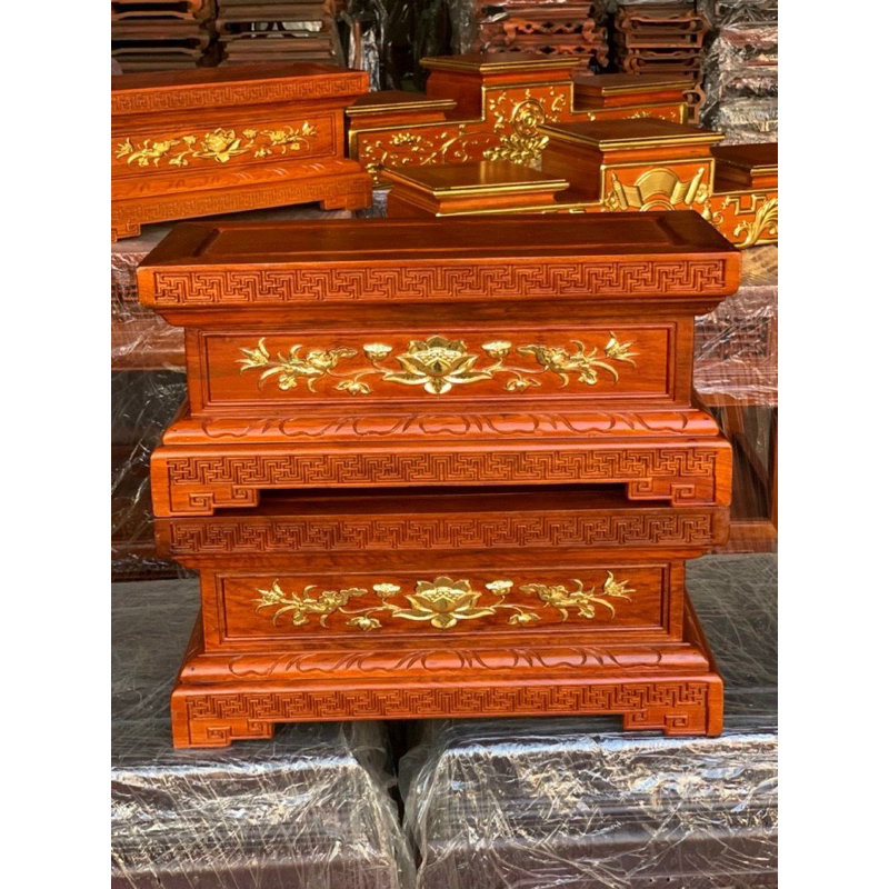 đôn vuông, đế tượng gỗ hương chịu lực đến 100kg kê cây cảnh, đồ phong thủy trang trí nhà cửa,mẫu hoa văn giao ngẫu nhiên