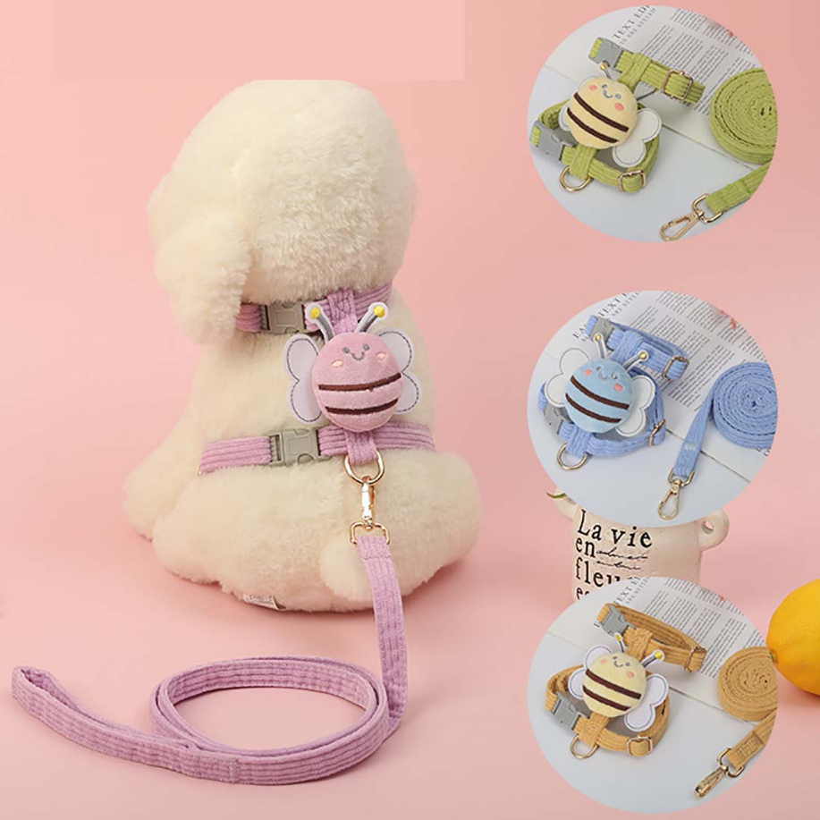 Dây Dắt Mèo Cho Thú Cưng Chó Con Ong Đáng Yêu Đi Dạo Dạng Yếm Poodle Chihuahua To Lớn Cái Bull Size Nhỏ 1 Tháng Tuổi