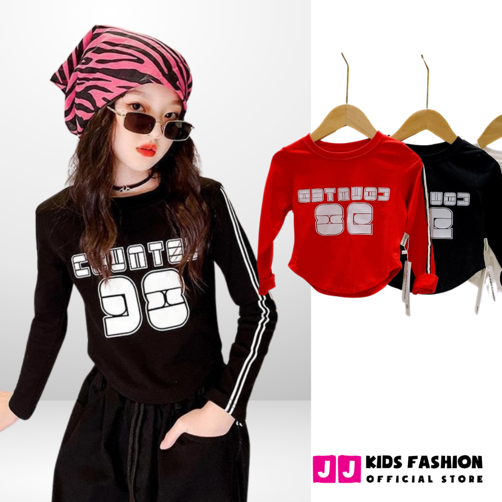 Áo thun croptop cho bé gái, áo phông croptop bé gái cao cấp dài tay full size | JJ Kids Fashion