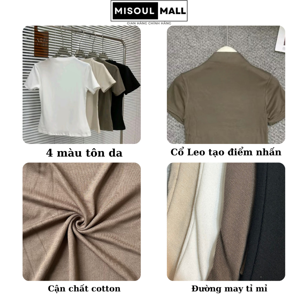Áo Thun Cổ 3 Phân Cộc Tay Nữ Chất Cotton BigSize MiSoul Mall, Áo Cổ Leo Cộc Tay BigSize MiSoul 265 | BigBuy360 - bigbuy360.vn
