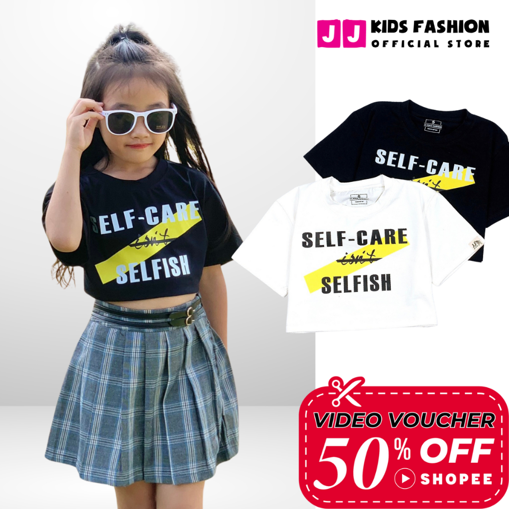 Áo Thun Ngắn Tay Crop top Bé Gái In Hình Năng Động, Cổ Tròn – Quần Áo Trẻ Em | JJ Kids Fashion
