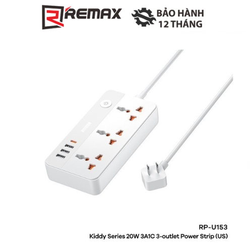 Ổ Cắm Điện REMAX RP-U153 3 Cổng USB 1 Cổng Type C và 3 Ổ Cắm PD 20W ...