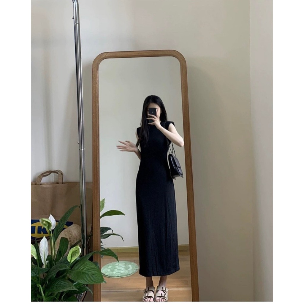 Váy nữ maxi ôm body đen cổ tròn sang trọng Jumito, đầm nữ không tay cao cấp thiết kế ôm sát tôn dáng co dãn tốt D1531