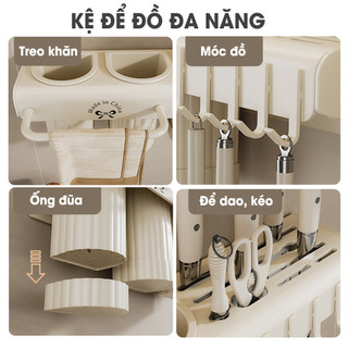 Kệ để dao đũa, kệ nhà bếp đa năng treo tường ECO chất liệu thép carbon không gỉ không cần khoan đục