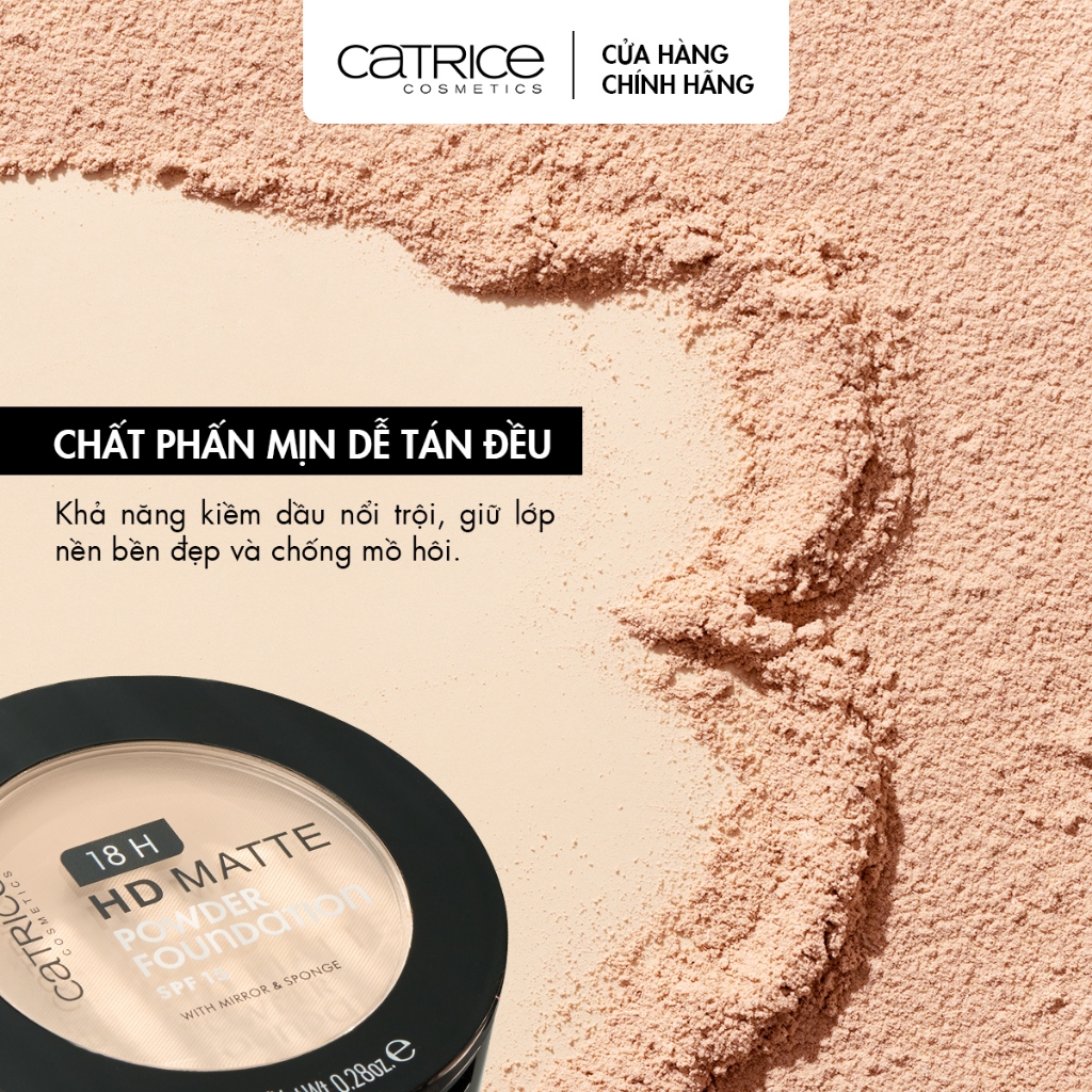 Phấn nền kiềm dầu 18H HD Catrice Matte Powder Foundation mịn lì chống nước và không lem 8g