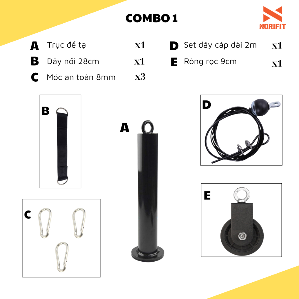 [Combo 1] Bộ Dây Cáp Ròng Rọc Thiết Bị Tập Gym Tại Nhà Đa Năng Tiện Lợi ...