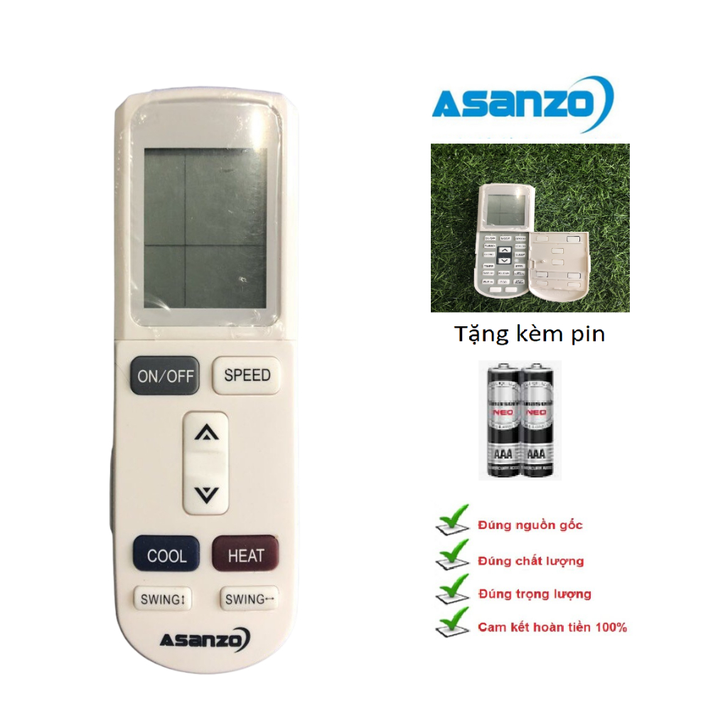Remote điều khiển điều hoà Asanzo dành cho máy 1 &2 chiều Inverter ...