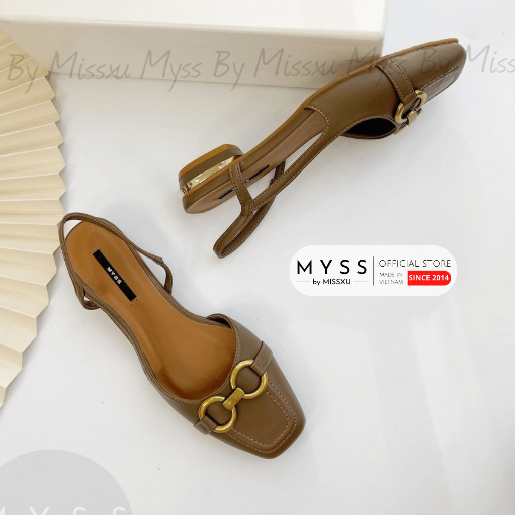 Giày cao gót nữ MYSS mũi vuông cài khoen OO gót 3 cm thời trang - CG232
