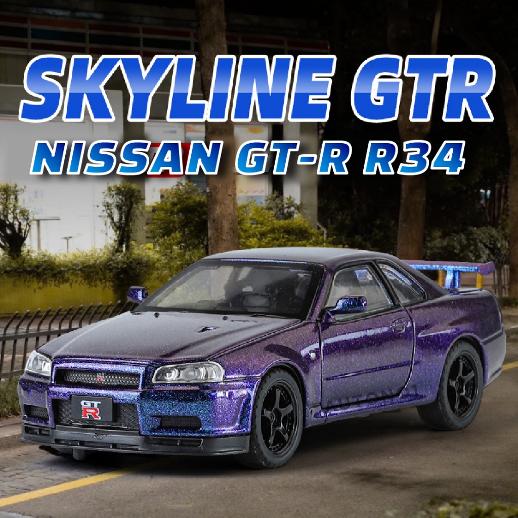 Mô hình xe ô tô Nissan GT-R R34 F&F full open - full kính - có đèn - âm ...