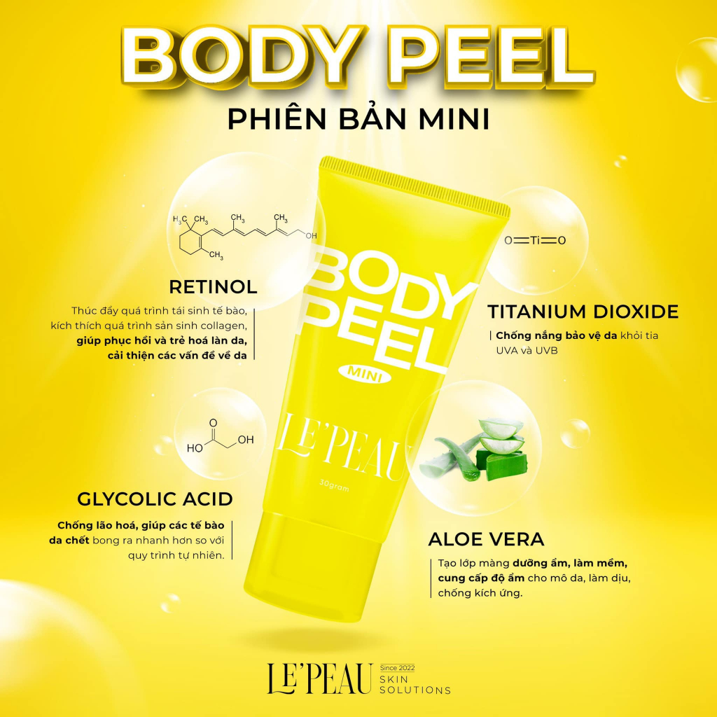 Ảnh Peel body zise mini dùng thử 30gr, dưỡng trắng, mờ thâm - LE'PEAU đỏ 3