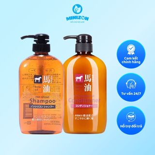 Dầu Gội & Dầu Xả Mỡ Ngựa Kumano Nội Địa Nhật 600ml