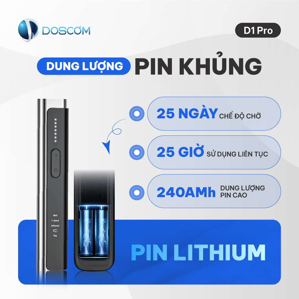 Máy Dò Camera Ẩn D1 Pro Doscom Phát Hiện Camera, Máy Ghi Âm, Thiết Bị Định Vị GPS - 240AMh