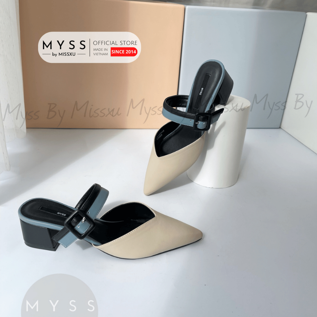 Giày guốc sục nữ MYSS mũi nhọn phối khóa bọc 5 cm thời trang  - SU112