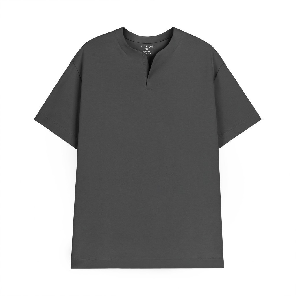 Áo thun tay ngắn cổ tròn xẻ V nam nữ LADOS-19141 cotton interlock 250gsm dày dặn, đơn giản thanh lịch | BigBuy360 - bigbuy360.vn