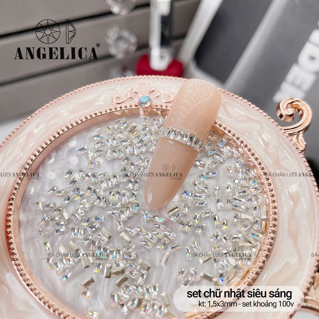 Đá Khối Nail Chữ Nhật Giả Úc Siêu Mini ( 100 viên 1 set ) ANGELICA - Trang Trí Móng