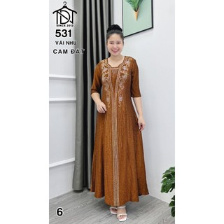 Đầm MAXI trung niên dự tiệc sang trọng vải nhũ ánh kim cao cấp tặng mẹ co giãn tốt bigsize 75kg M531