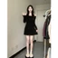 Đầm Body Dài Tay Trễ Vai RANSHI Thiết Kế Váy Xếp Ly Hack Dáng Style Hàn Quốc Chất Thun Cotton Mềm Mát