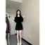 Đầm Body Dài Tay Trễ Vai RANSHI Thiết Kế Váy Xếp Ly Hack Dáng Style Hàn Quốc Chất Thun Cotton Mềm Mát