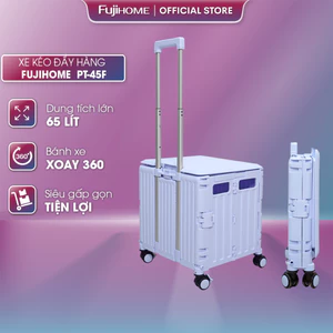 Xe kéo hàng 4 bánh gấp gọn Fujihome, xe đẩy hàng 2 bánh xếp gọn thùng vali 65L đa năng đi chợ siêu thị,đựng đồ trên ô tô