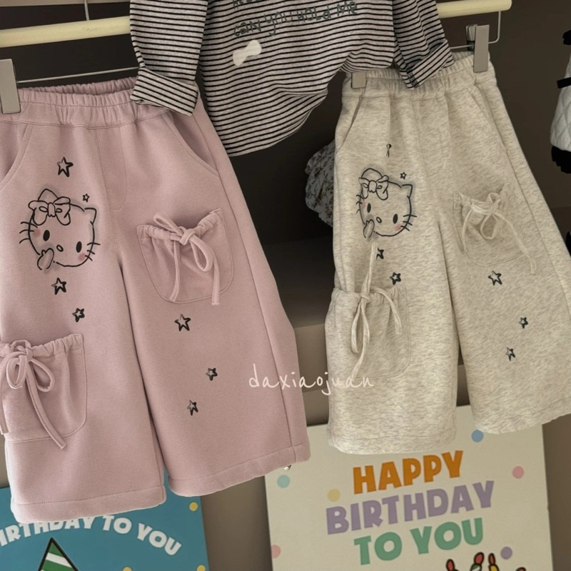 (SẴN 120) Quần xuông nơ in hình mèo kitty dành cho bé gái từ 11-23kg