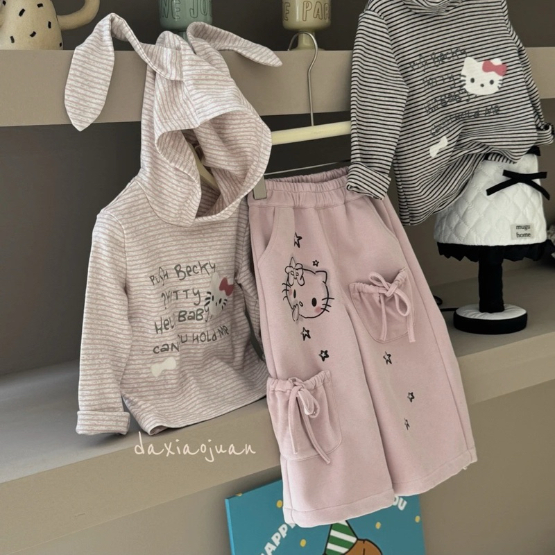 (SẴN 120) Quần xuông nơ in hình mèo kitty dành cho bé gái từ 11-23kg