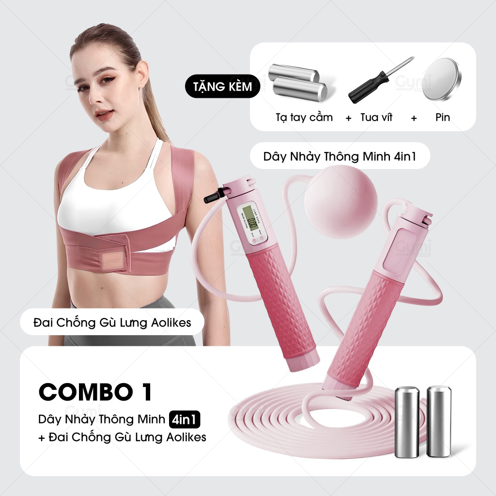 COMBO Dây Nhảy Thông Minh 4in1 + Đai Chống Gù Lưng Aolike 3109 - Combo_3109_DN06